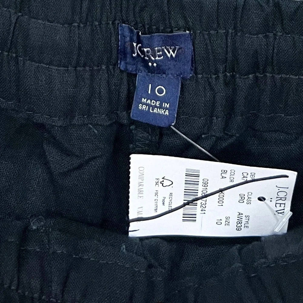 NWT J. Crew Factory Linen Cotton Blend Drawstring Pants in Black
